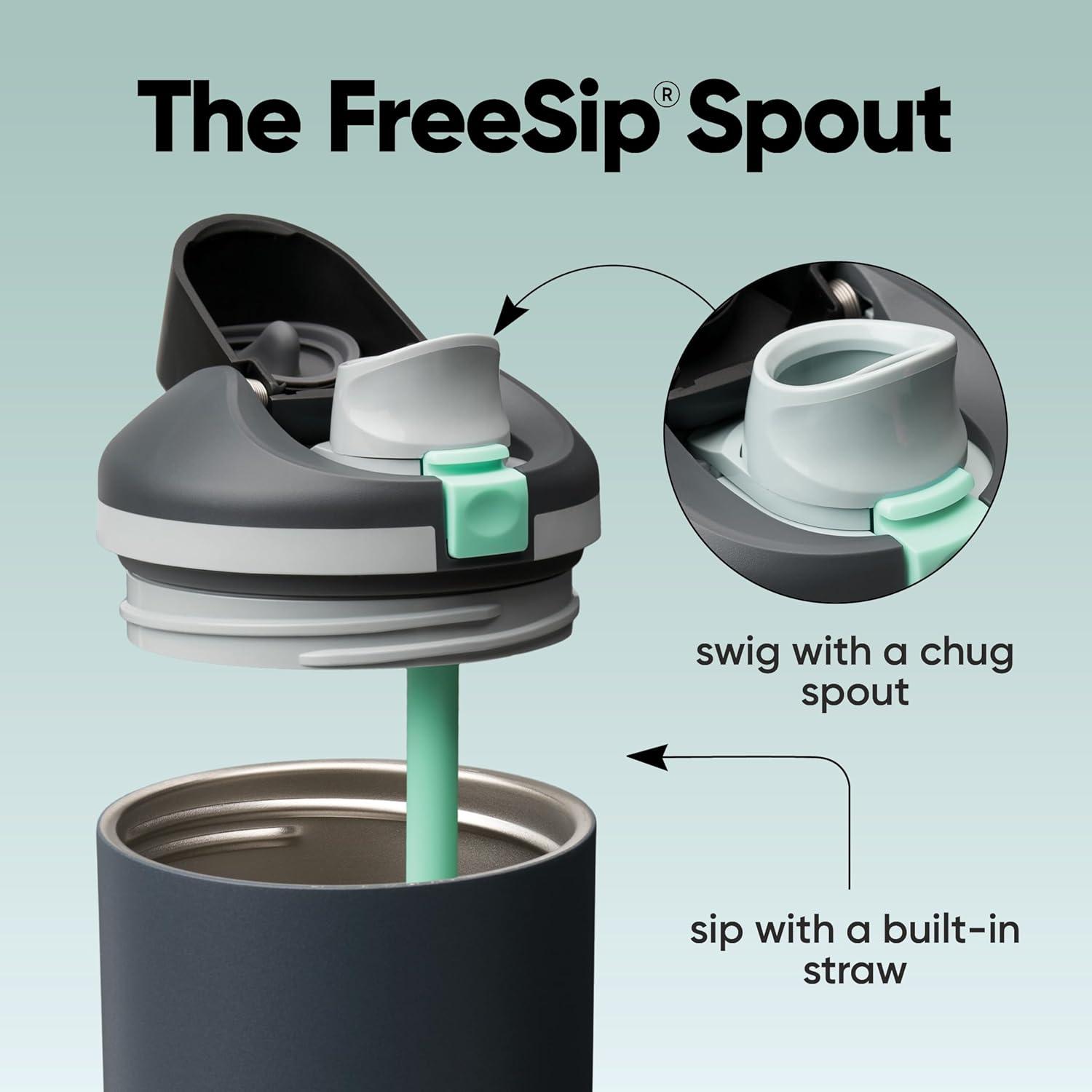 imageOwala FreeSip Tumbler Insulated Stainless Steel Water Bottle with Builtin Straw and Side Handle For Travel Work School and Sports 40oz BPA Free Leak Proof Foggy TideFoggy Tide