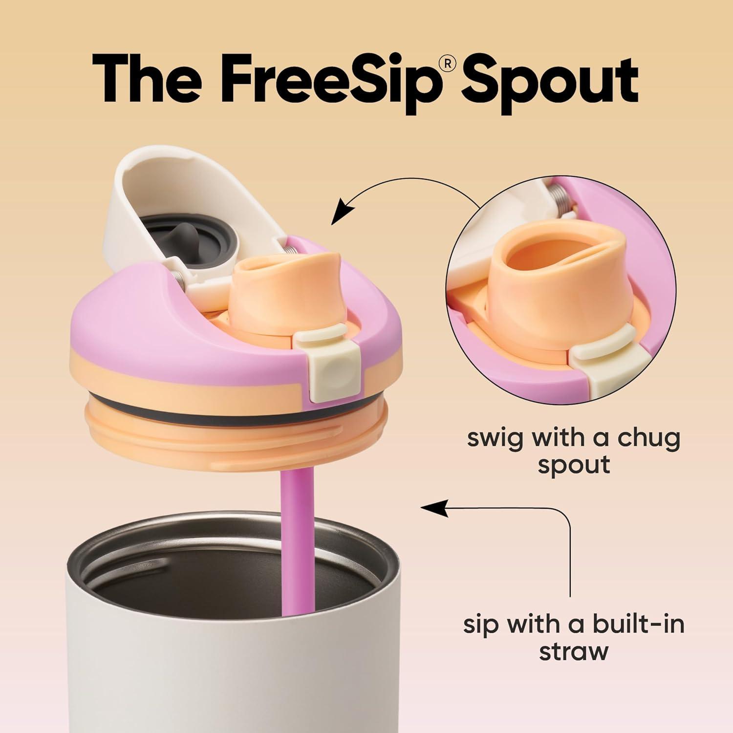 imageOwala FreeSip Tumbler Insulated Stainless Steel Water Bottle with Builtin Straw and Side Handle For Travel Work School and Sports 40oz BPA Free Leak Proof Foggy TideDaybreak