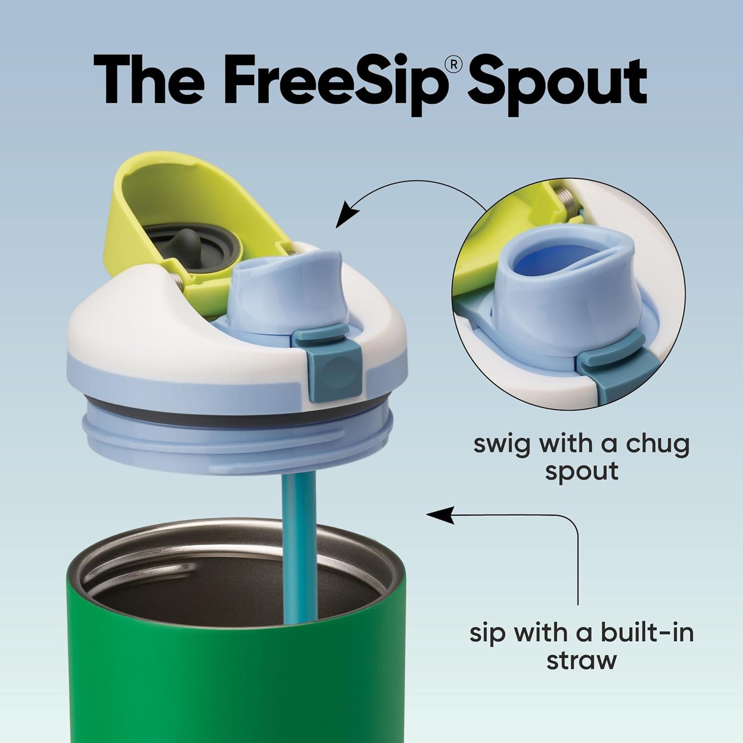 imageOwala FreeSip Tumbler Insulated Stainless Steel Water Bottle with Builtin Straw and Side Handle For Travel Work School and Sports 40oz BPA Free Leak Proof Foggy TidePutting Green