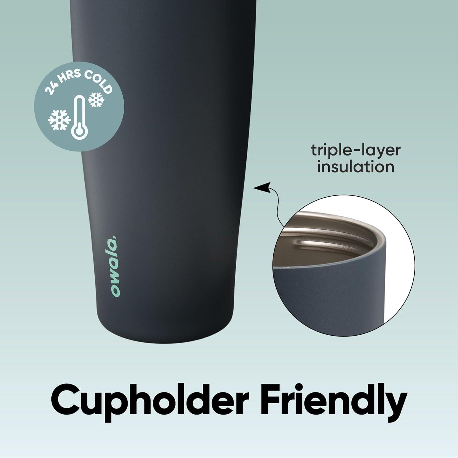 imageOwala FreeSip Tumbler Insulated Stainless Steel Water Bottle with Builtin Straw and Side Handle For Travel Work School and Sports 40oz BPA Free Leak Proof Foggy TideFoggy Tide