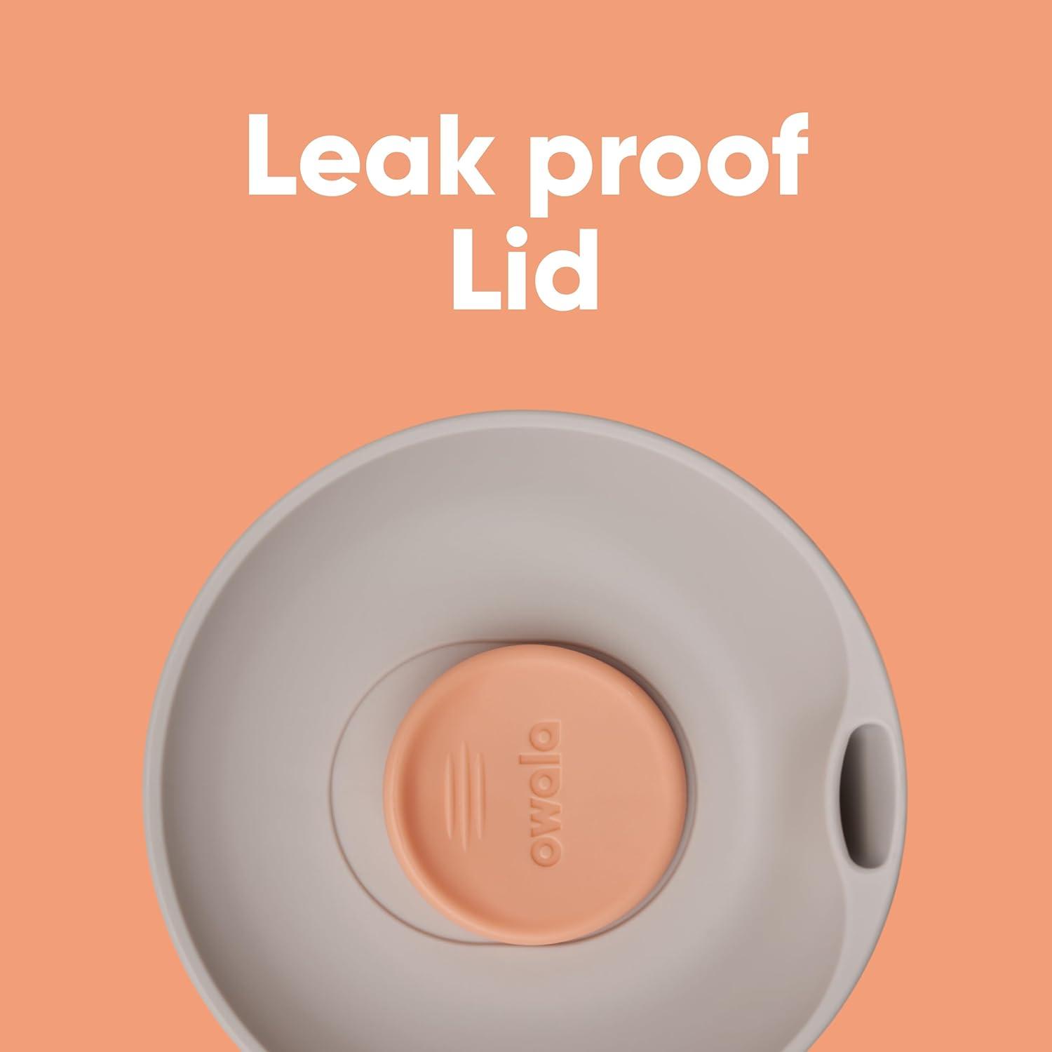 imageOwala SmoothSip Slider Stainless Steel Insulated Travel Mug 100 Leak Proof For Hot and Cold Drinks Travel Friendly with Sliding Lock Lid 12oz BPA Free Leak Proof PinkTan DaybreakBeachy Breeze