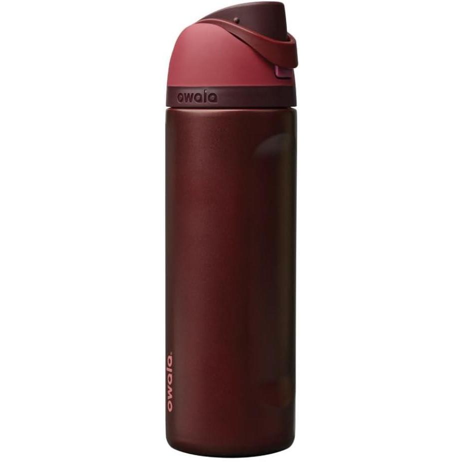 imageOwala FreeSip Insulated Stainless Steel Water Bottle with Straw BPAFree Sports Water Bottle Great for Travel 24 Oz Black CherryBlack Cherry