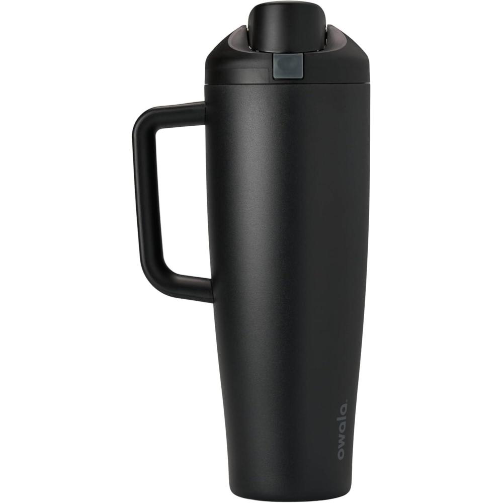imageOwala FreeSip Tumbler Insulated Stainless Steel Water Bottle with Builtin Straw and Side Handle For Travel Work School and Sports 40oz BPA Free Leak Proof Foggy TideVery  Very Dark