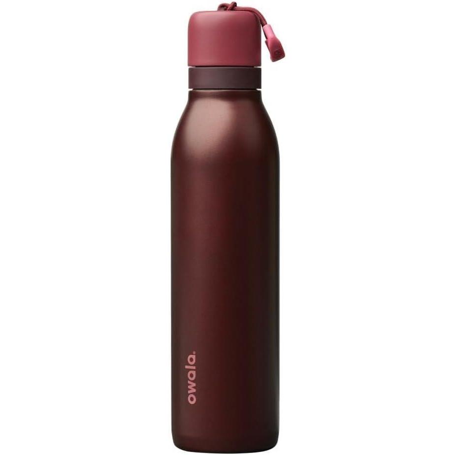 imageOwala FreeSip Twist Insulated Stainless Steel Water Bottle with Straw for Sports and Travel BPAFree 24oz Blue Blue JayBlack Cherry