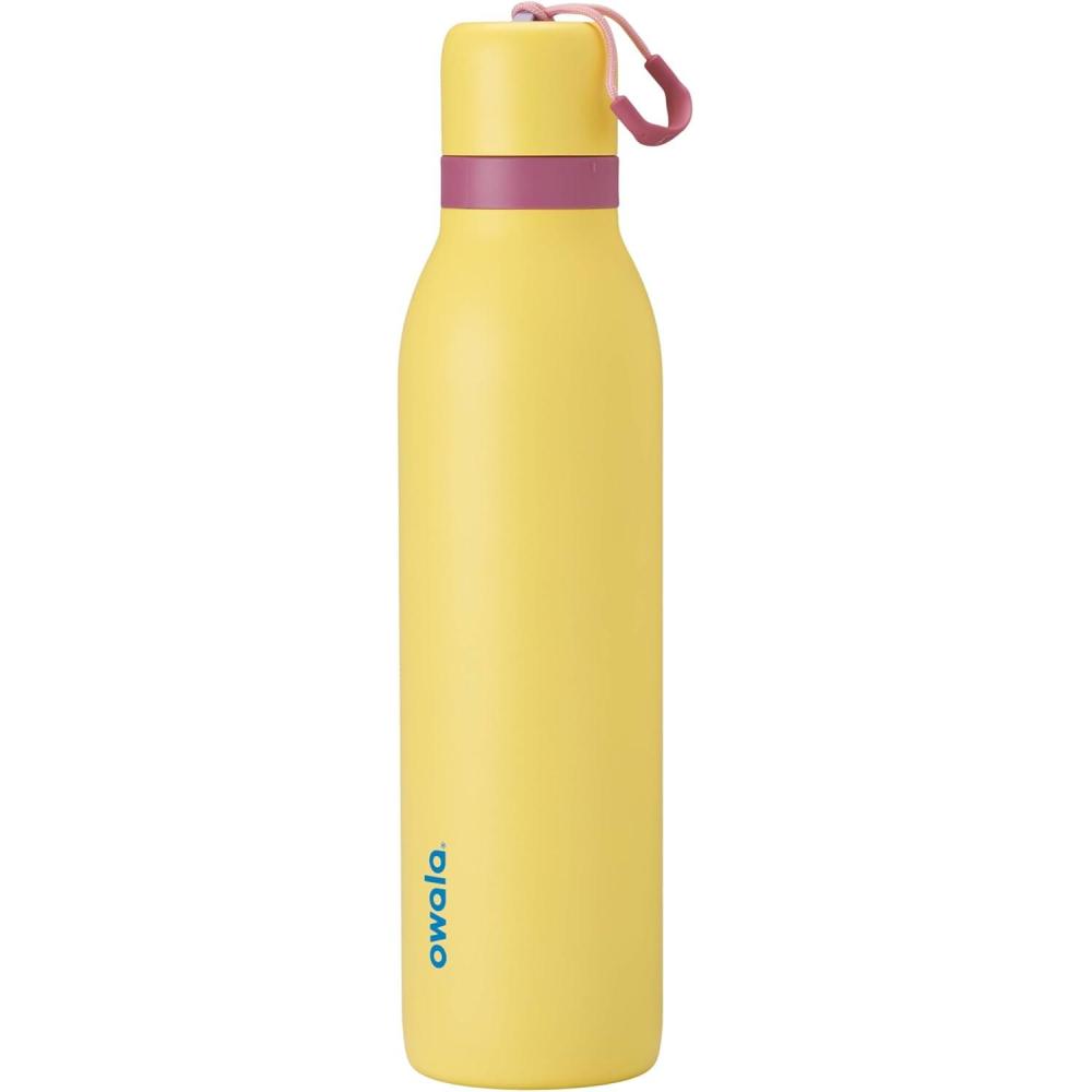 imageOwala FreeSip Twist Insulated Stainless Steel Water Bottle with Straw for Sports and Travel BPAFree 24oz Blue Blue JayHigh Noon