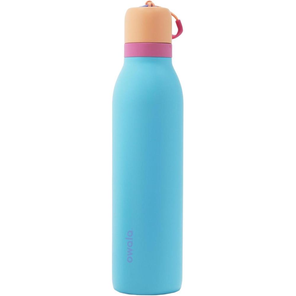 imageOwala FreeSip Twist Insulated Stainless Steel Water Bottle with Straw for Sports and Travel BPAFree 24oz Blue Blue JayIn Bloom