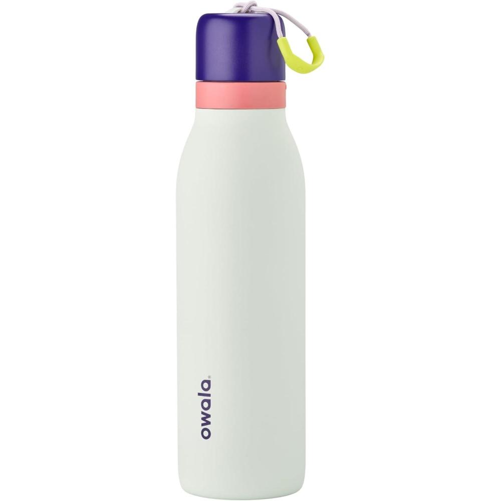 imageOwala FreeSip Twist Insulated Stainless Steel Water Bottle with Straw for Sports and Travel BPAFree 24oz Blue Blue JayMisty Horizons