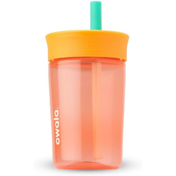 imageOwala Kids Insulation BPAFree Plastic Tumbler with Spill Resistant Flexible Straw Easy to Clean Kids Water Bottle Great for Travel Dishwasher Safe 15 Oz Orange and Peach WatermelonWatermelon