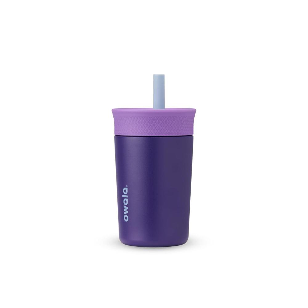 imageOwala Kids Insulation Stainless Steel Tumbler with Spill Resistant Flexible Straw Easy to Clean Kids Water Bottle Great for Travel Dishwasher Safe 12 Oz Peach and Yellow PicnicPurple