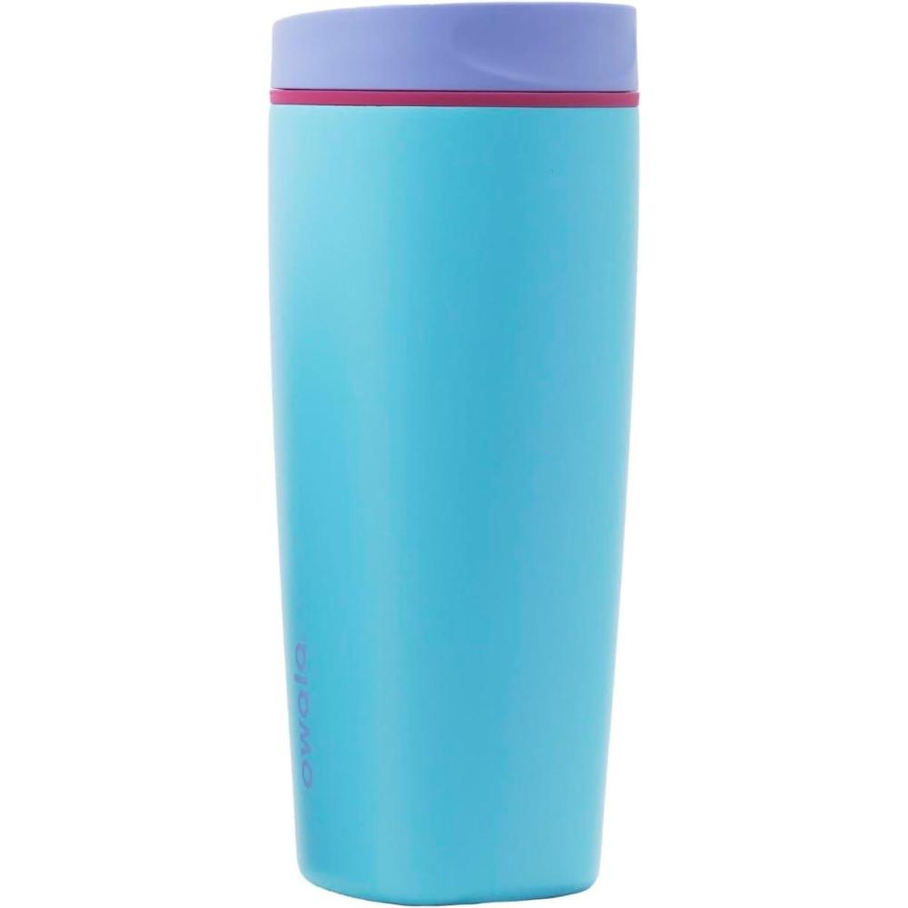 imageOwala SmoothSip Slider Stainless Steel Insulated Travel Mug 100 Leak Proof For Hot and Cold Drinks Travel Friendly with Sliding Lock Lid 12oz BPA Free Leak Proof PinkTan DaybreakIn Bloom