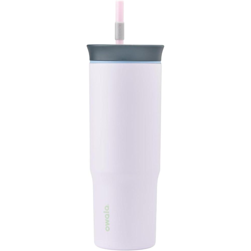 imageOwala Stainless Steel Triple Layer Insulated Travel Tumbler with Spill Resistant Lid Straw and Carry Handle BPA Free 40 oz Dark Blue Saltwater StarfishBunny Hop