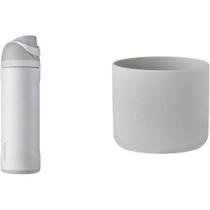 Owala FreeSip Insulated Stainless Steel Water Bottle with Straw & Silicone Boot, Anti-Slip Protective Sleeve Cover for 24-oz, Twist & Flip Bottle, Grey