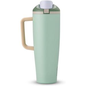 Owala FreeSip Tumbler Insulated Stainless Steel Water Bottle with Built-in Straw and Side Handle, For Travel, Work, School, and Sports, 40oz, BPA Free, Leak Proof, Foggy Tide(Eucalyptus)