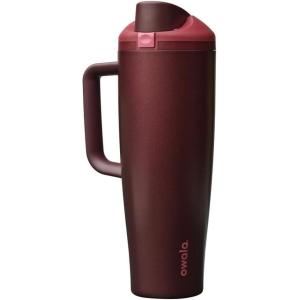 Owala FreeSip Tumbler Insulated Stainless Steel Water Bottle with Built-in Straw and Side Handle, For Travel, Work, School, and Sports, 40oz, BPA Free, Leak Proof, Foggy Tide(Black Cherry)