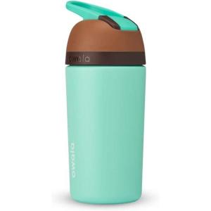 Owala Kids Flip Insulated Stainless-Steel Water Bottle with Straw and Locking Lid, 14-Ounce, Orange/Yellow (Misty Horizon)(Brown & Teal)