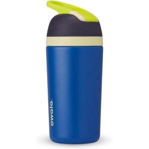 Owala Kids Flip Insulated Stainless-Steel Water Bottle with Straw and Locking Lid, 14-Ounce, Orange/Yellow (Misty Horizon)(Navy & Blue)