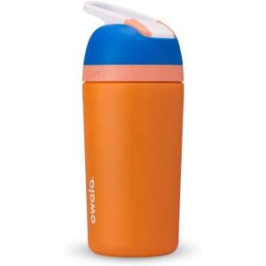 Owala Kids Flip Insulated Stainless-Steel Water Bottle with Straw and Locking Lid, 14-Ounce, Orange/Yellow (Misty Horizon)(Orange & Blue)