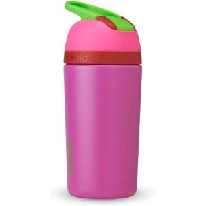 Owala Kids Flip Insulated Stainless-Steel Water Bottle with Straw and Locking Lid, 14-Ounce, Orange/Yellow (Misty Horizon)(Pink & Purple)