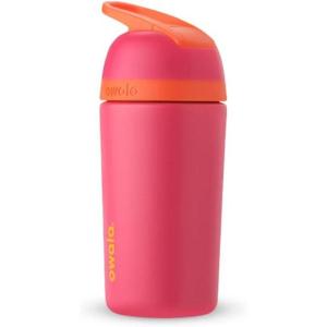 Owala Kids Flip Insulated Stainless-Steel Water Bottle with Straw and Locking Lid, 14-Ounce, Orange/Yellow (Misty Horizon)(Pink)