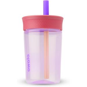 Owala Kids Insulation BPA-Free Plastic Tumbler with Spill Resistant Flexible Straw, Easy to Clean, Kids Water Bottle, Great for Travel, Dishwasher Safe, 15 Oz, Orange and Peach (Watermelon)(Lilac Rocket)