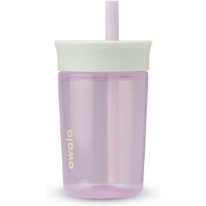 Owala Kids Insulation BPA-Free Plastic Tumbler with Spill Resistant Flexible Straw, Easy to Clean, Kids Water Bottle, Great for Travel, Dishwasher Safe, 15 Oz, Orange and Peach (Watermelon)(Mint and Pink)