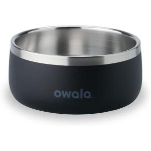 Owala Pet Bowl – Durable Stainless Steel, Food and Water Bowl for Dogs, Cats, and All Pets, Non-Slip Base, 24oz, White (Shy Marshmallow)(Very  Very Dark)