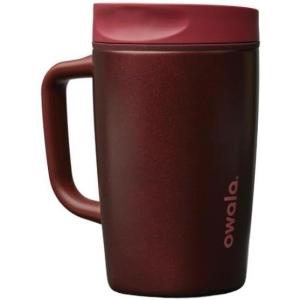 Owala SmoothSip Slider Stainless Steel Insulated Travel Mug, 100% Leak Proof, For Hot and Cold Drinks, Travel Friendly with Sliding Lock Lid, 12oz, BPA Free, Leak Proof, Pink/Tan (Daybreak)(Black Cherry)