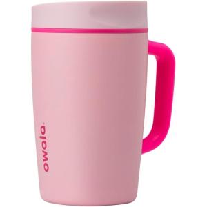 Owala SmoothSip Slider Stainless Steel Insulated Travel Mug, 100% Leak Proof, For Hot and Cold Drinks, Travel Friendly with Sliding Lock Lid, 12oz, BPA Free, Leak Proof, Pink/Tan (Daybreak)(Pucker Up)